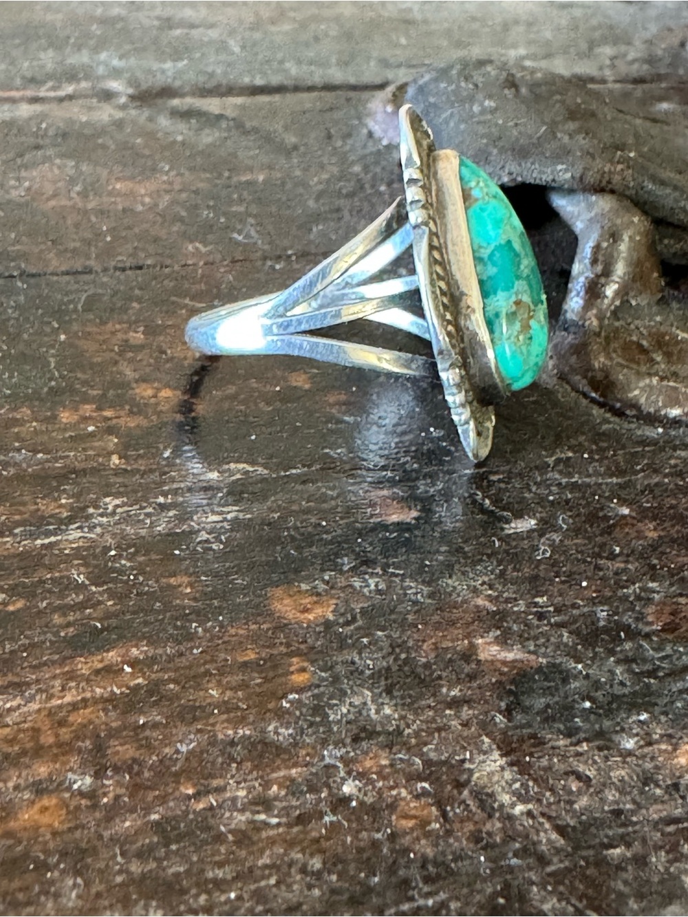 Navajo made Sterling Silver Turquoise ring 7.5 - Picture 4 of 6